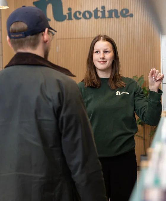 Customer service at a Nicotine store